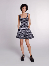 Black Wavy Line Print Mini Dress