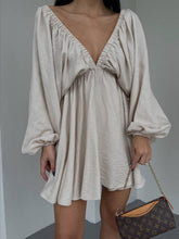 Woven Plunge Neck Mini Dress
