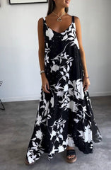 Leavy Silhouette Print Midi Dress