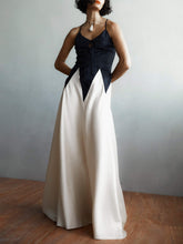Black White Contrast Slip Maxi Dress