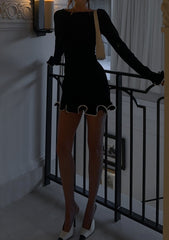 Ruffled Edge Long Sleeve Mini Dress