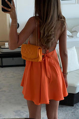 Orange Red Halter Mini Dress