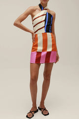 Bold Color Block Geo Print Mini Dress