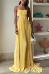 Butter Yellow Open Back Maxi Dress
