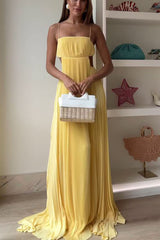 Butter Yellow Open Back Maxi Dress