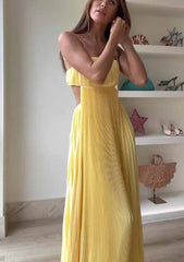 Butter Yellow Open Back Maxi Dress