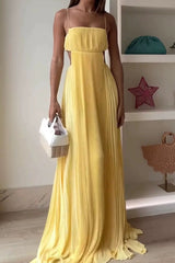 Butter Yellow Open Back Maxi Dress