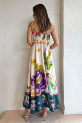 Tribal Print Linen Midi Dress