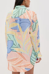 Artistic Foliage Print Shirt And Shorts Matching Sets