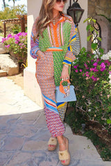 Colorful Geo Print Shirt And Pants Matching Sets