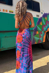 Purple Tribal Print Maxi Dress