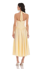 Yellow Halter Neck Midi Dress