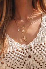 Gold Mixed Sea Shell & Pearl Necklace