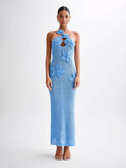 Elegant Floral Crochet Maxi Dress