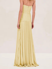 Yellow Strapless Maxi Dress
