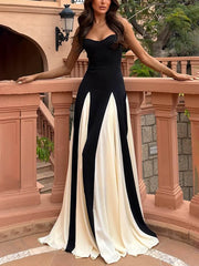 Elegance Black White Tulle Slip Maxi Dress