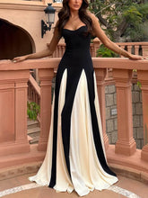 Elegance Black White Tulle Slip Maxi Dress