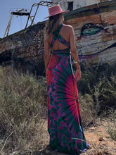 Fucshia Tie-dye Print Maxi Dress
