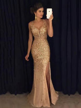 Sequined High Slit Evening Maxi Dress