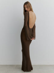 Brown One Piece and Maxi Dress Matching Set