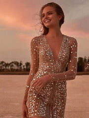 Delicate Sequined V Neck Mini Dress