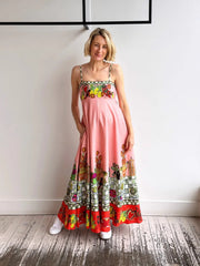 Pink Floral Slip Midi Dress