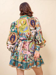 Graffiti Evergreen Button Down Mini Dress