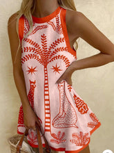 Orange Patterned Linen Mini Dress