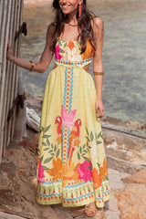 Resort Printed Sleeveless Midi Dress