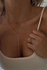 Golden Plated Beaded Layered Necklace