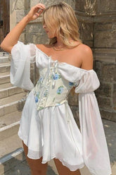 Oh Là Là Lace Up Corset Romantic Mini Dress