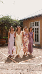 Light Yellow Satin V Neck Maxi Dress