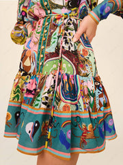 Graffiti Evergreen Button Down Mini Dress