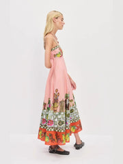 Pink Floral Slip Midi Dress
