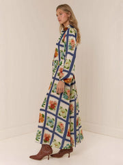 Elegant Square Floral Maxi Dress