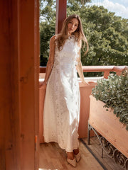 Delicate Crochet Lace Sleeveless Maxi Dress