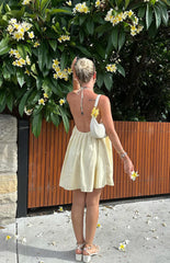 Yellow Halter Puff Mini Dress