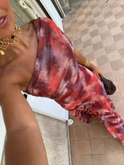 Red One Shoulder Maxi Dress