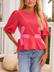 Hot Pink Floral Peplum Top