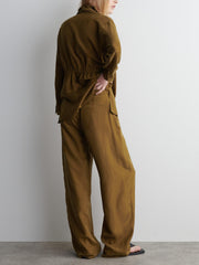 Brown Shawl Lapel Suits Pants Set