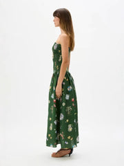 Green Smocked Bandeau Maxi Dress