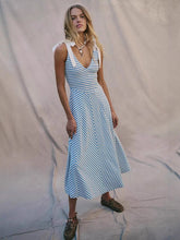 Resort Striped Shoulder Tie Midi Dress