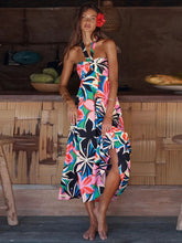 Multicolor Floral Halter Midi Dress