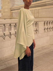 Sage Green Asymmetrical Bell Sleeves Top