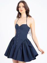 Navy Blue Pinstripe Mini Dress