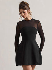 Elegant Semi-Sheer Mesh Mini Dress