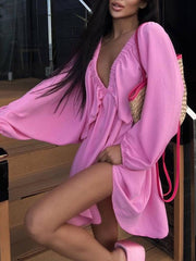 Woven Plunge Neck Mini Dress