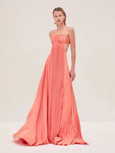 Backless Pleated Slip Maxi Dress