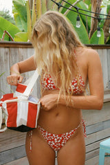 Red Floral Triangle Bikini Sets
