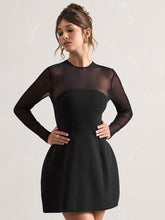 Elegant Semi-Sheer Mesh Mini Dress